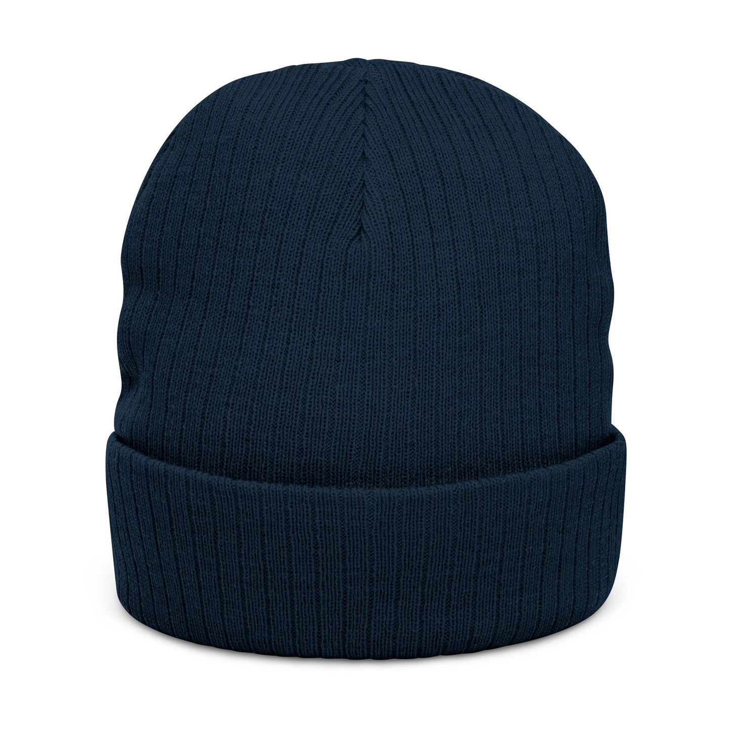 WOVN Embroidered Ribbed Knit Beanie – Cozy Black Cuffed Winter Hat