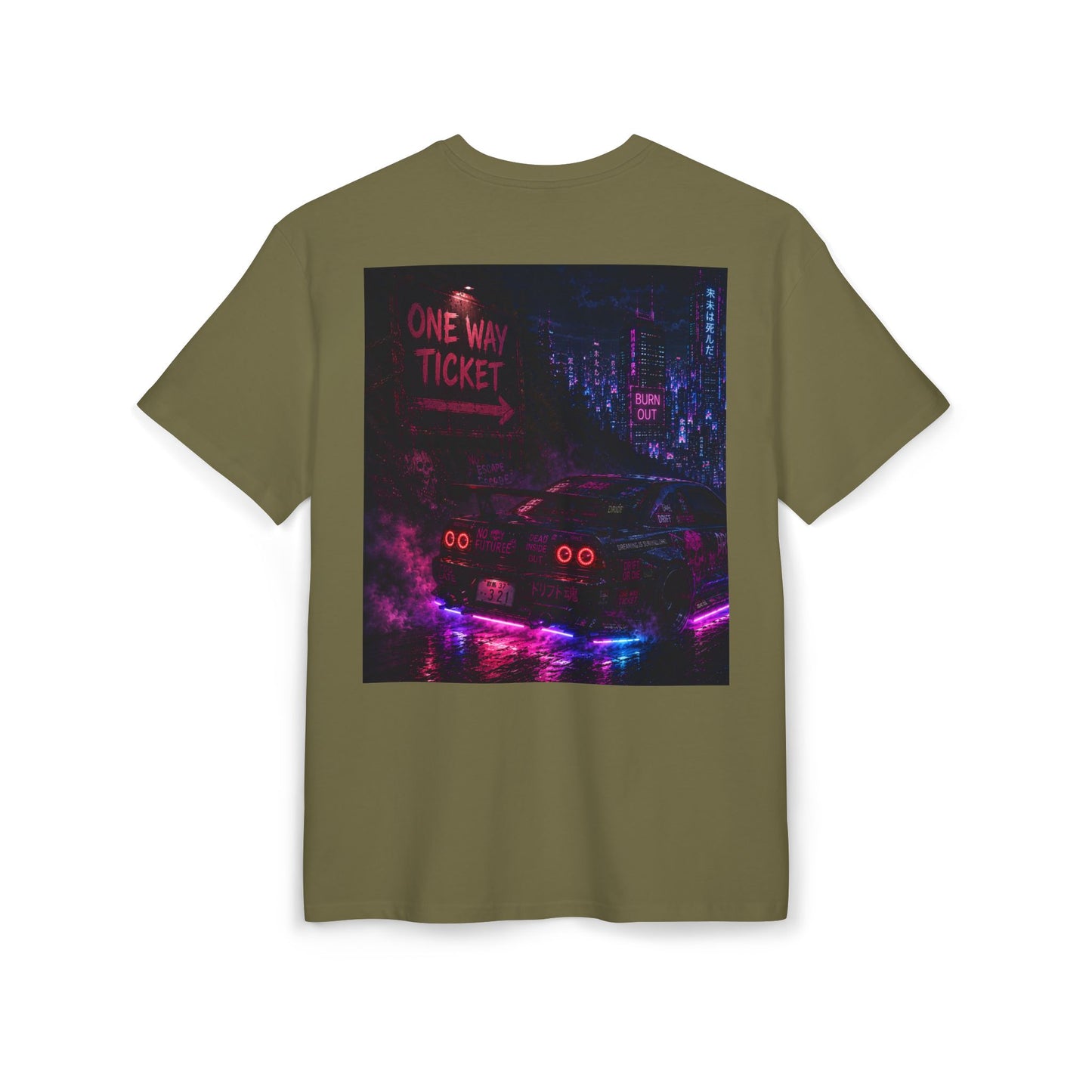 WOVN Neon City Tee — 'One Way Ticket' Oversized Graphic T-Shirt