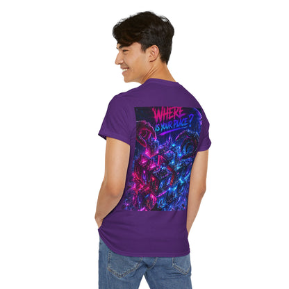 Graphic Tee — "Where Is Your Place?" Neon Cyberpunk Back Print