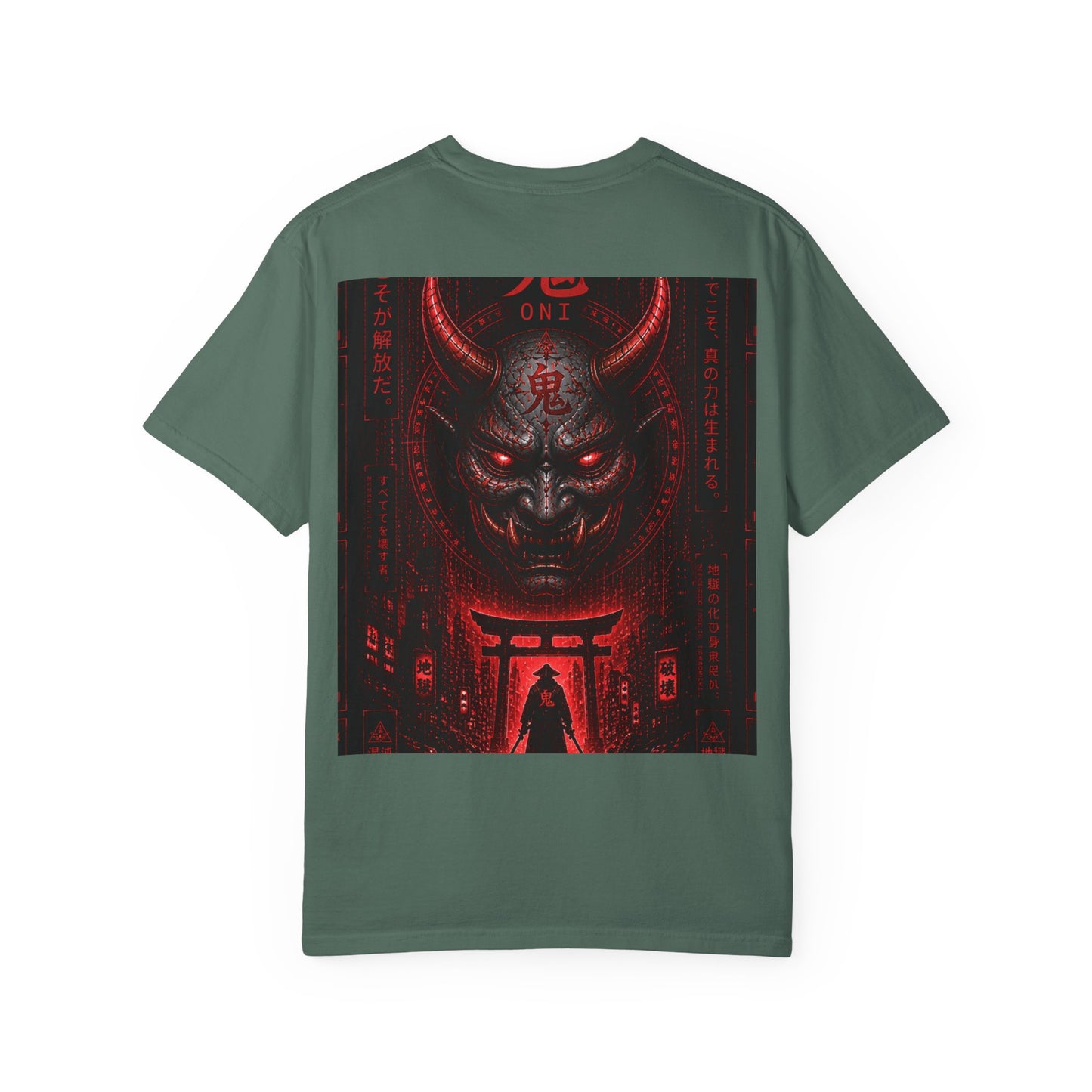 Demon Gate Graphic T-Shirt — Red Oni Samurai Back Print
