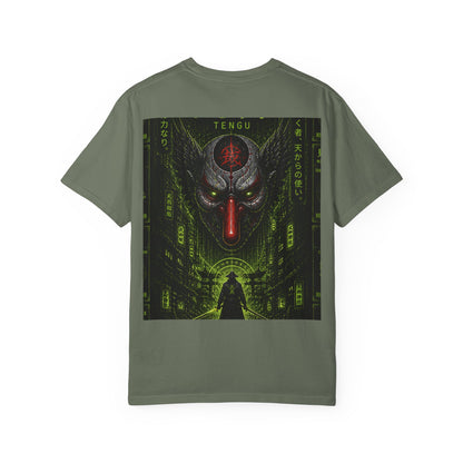 T-Shirt — 'WOVN' Tengu Cyberpunk Graphic Tee (Garment-Dyed)