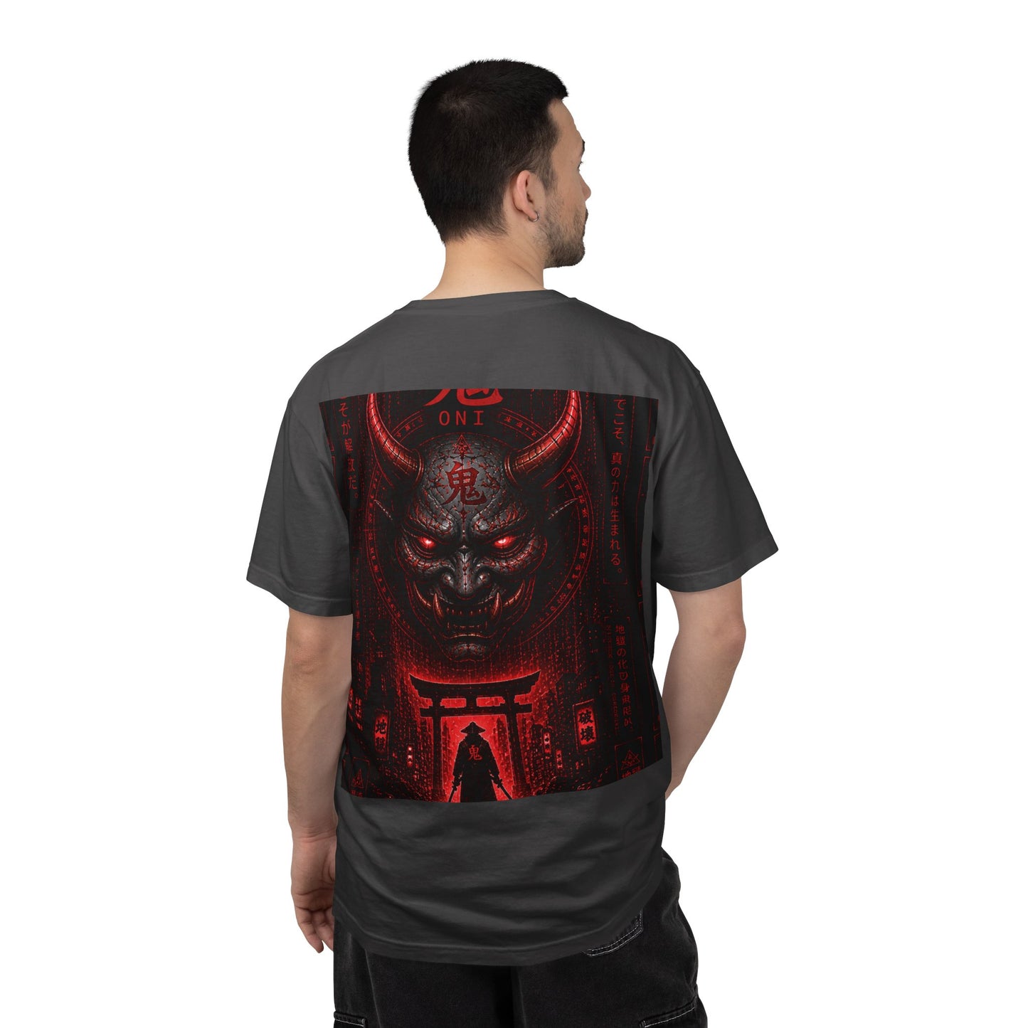 Demon Gate Graphic T-Shirt — Red Oni Samurai Back Print