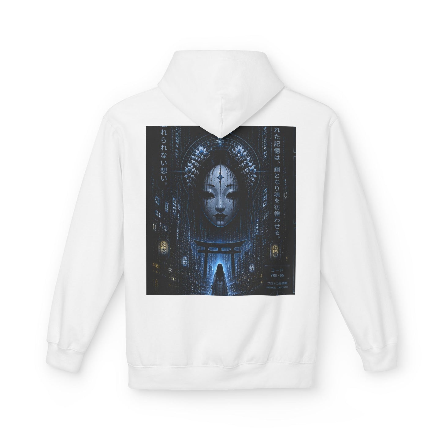 WOVN Cyber-Gothic Face Hoodie — Dark Futuristic Art Pullover
