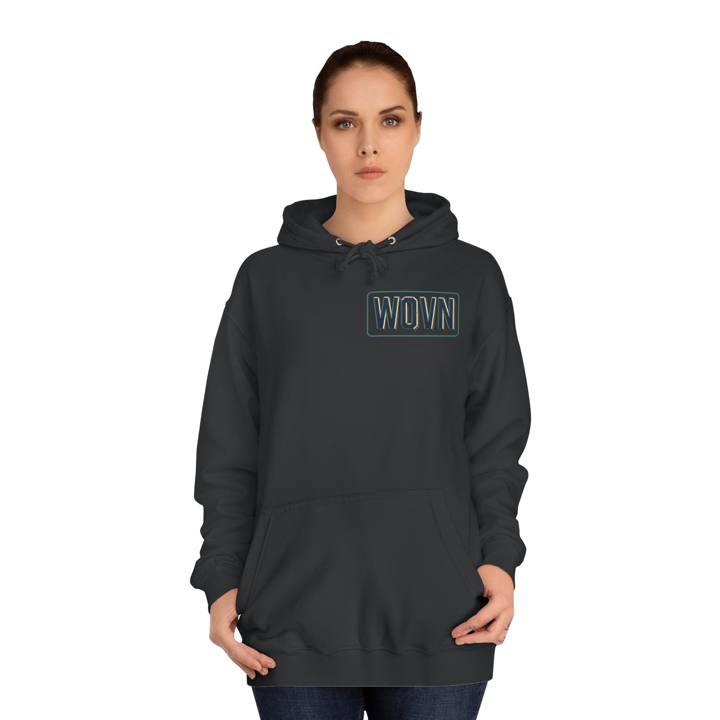 College Hoodie — "Where Is Your Peace?" Neon Skull Graphic