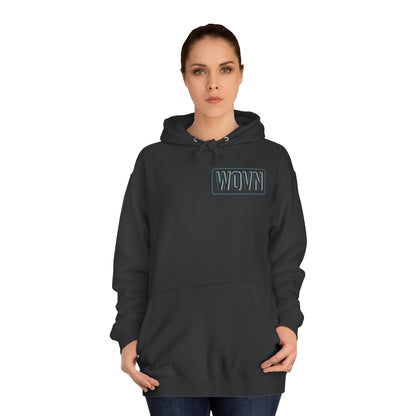 College Hoodie — "Where Is Your Peace?" Neon Skull Graphic