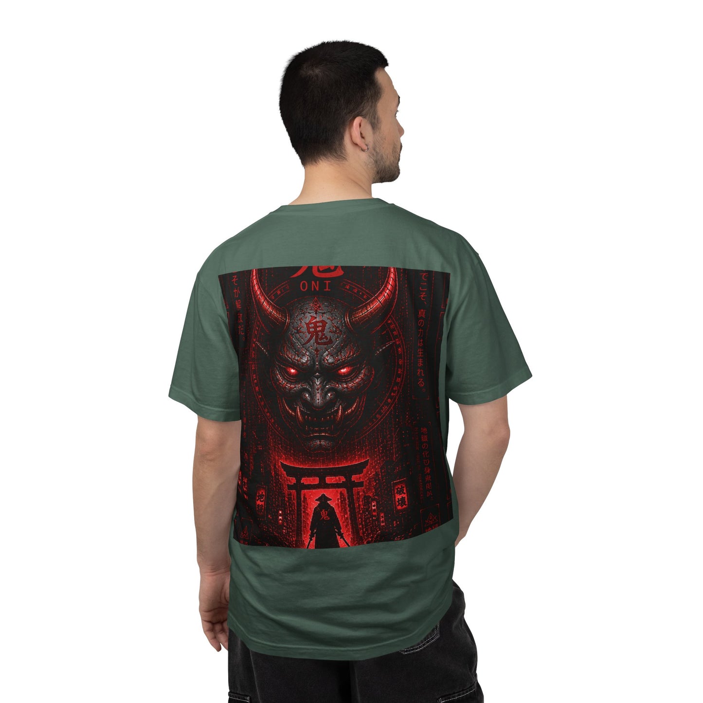 Demon Gate Graphic T-Shirt — Red Oni Samurai Back Print