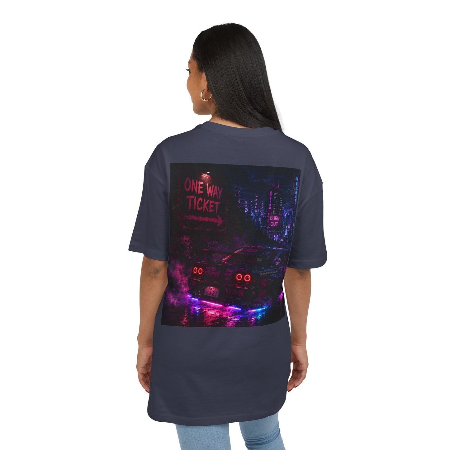 WOVN Neon City Tee — 'One Way Ticket' Oversized Graphic T-Shirt