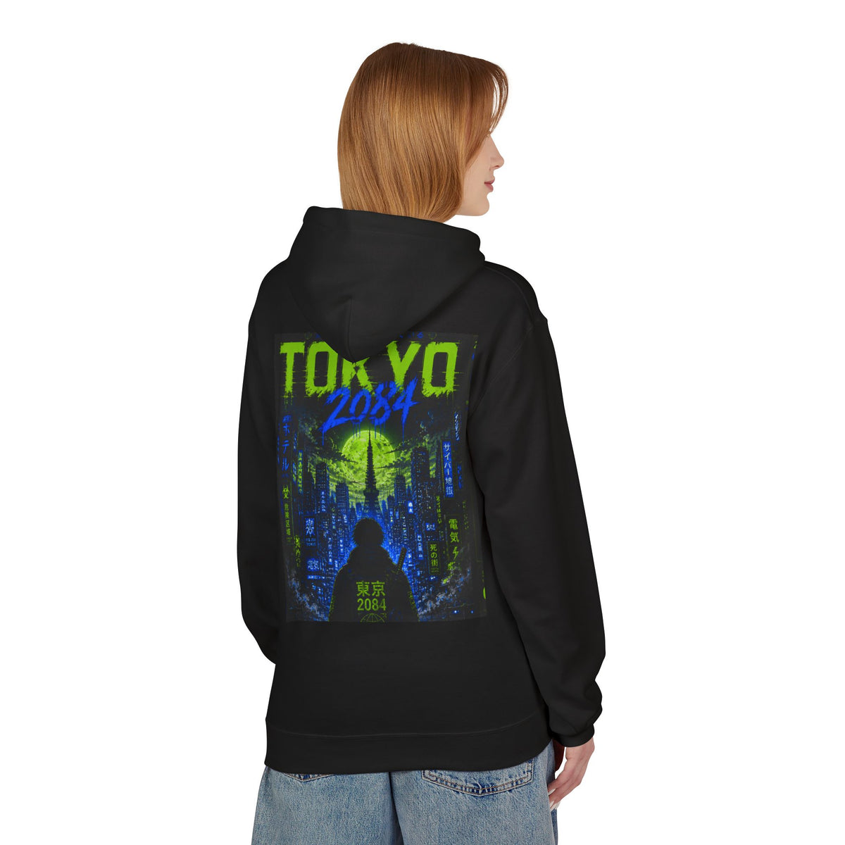 Tokyo 2084 Cyber City Hoodie — Neon Retro Futuristic Graphic