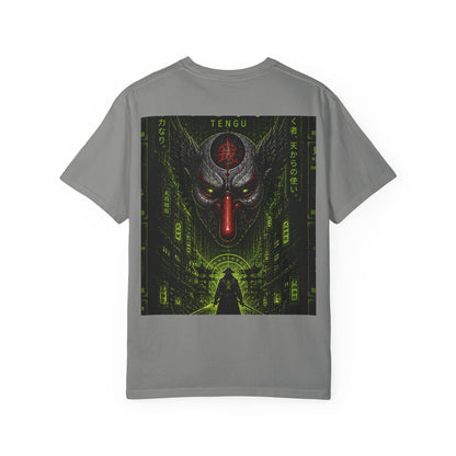 T-Shirt — 'WOVN' Tengu Cyberpunk Graphic Tee (Garment-Dyed)