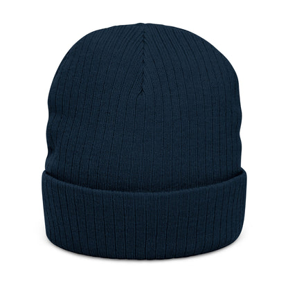 WOVN Embroidered Ribbed Knit Beanie – Cozy Black Cuffed Winter Hat