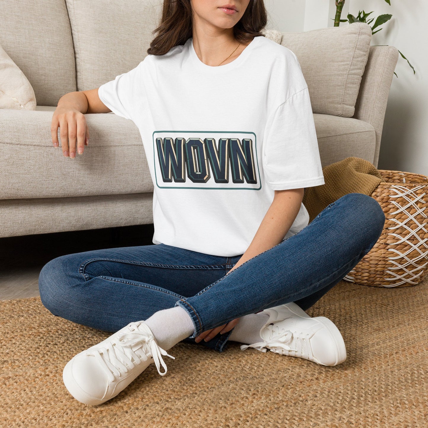 WOVN Retro Block Logo T‑Shirt — Vintage Athletic Graphic Tee