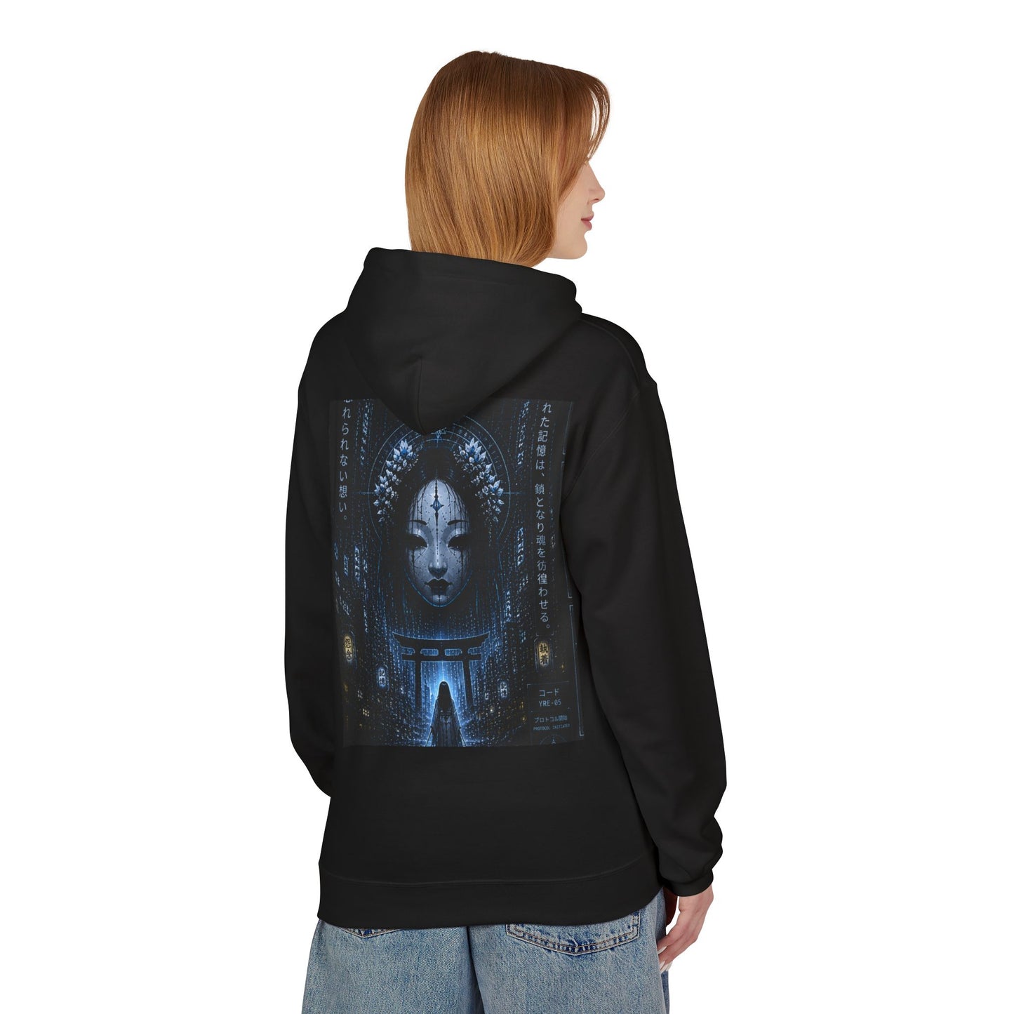 WOVN Cyber-Gothic Face Hoodie — Dark Futuristic Art Pullover