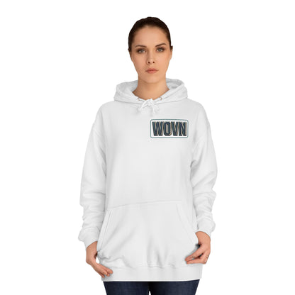 College Hoodie — "Where Is Your Peace?" Neon Skull Graphic