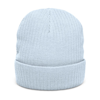 WOVN Embroidered Ribbed Knit Beanie – Cozy Black Cuffed Winter Hat