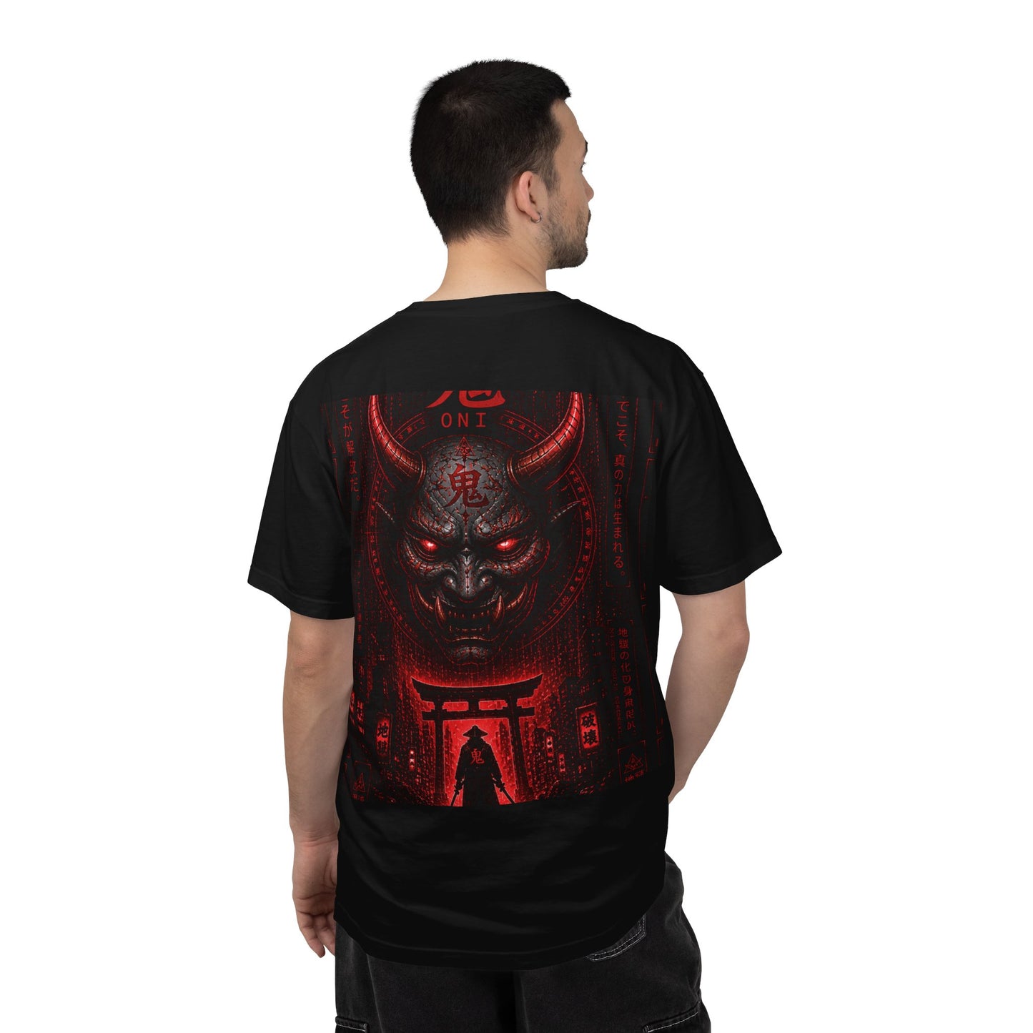 Demon Gate Graphic T-Shirt — Red Oni Samurai Back Print