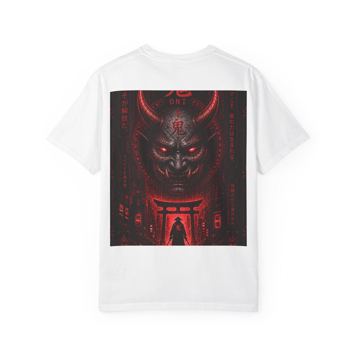Demon Gate Graphic T-Shirt — Red Oni Samurai Back Print