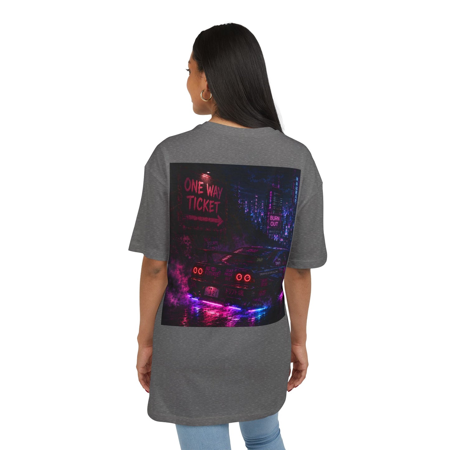 WOVN Neon City Tee — 'One Way Ticket' Oversized Graphic T-Shirt