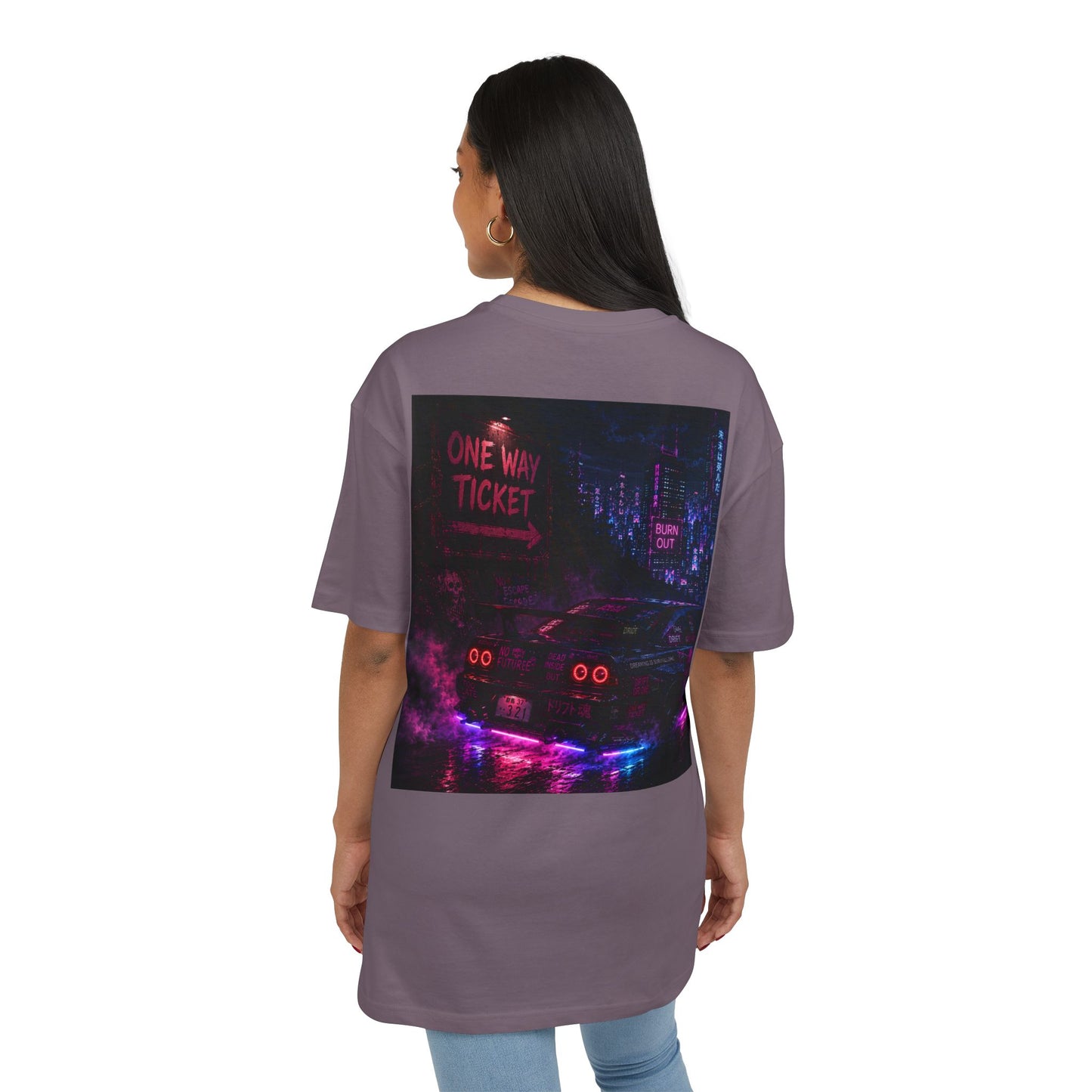 WOVN Neon City Tee — 'One Way Ticket' Oversized Graphic T-Shirt