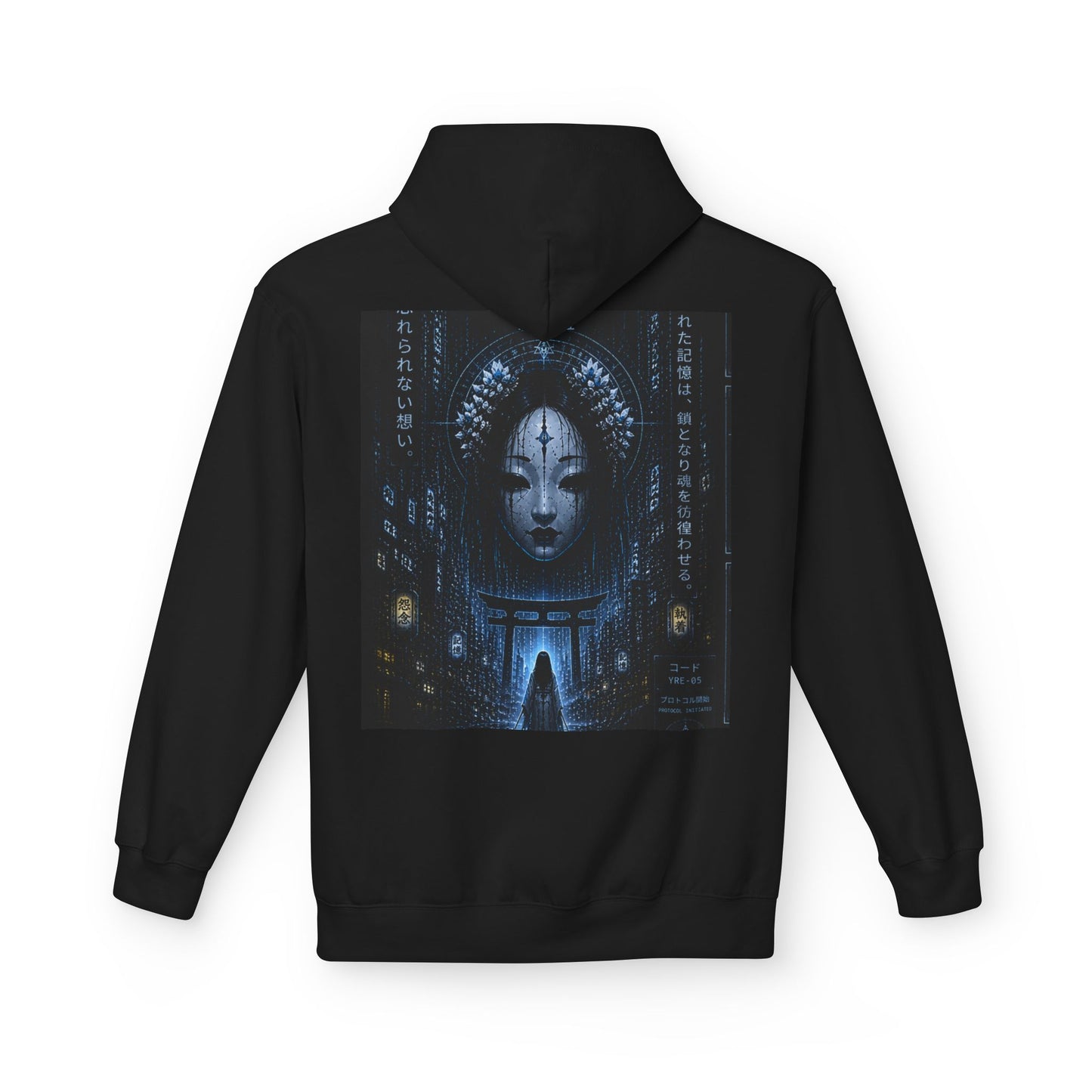 WOVN Cyber-Gothic Face Hoodie — Dark Futuristic Art Pullover