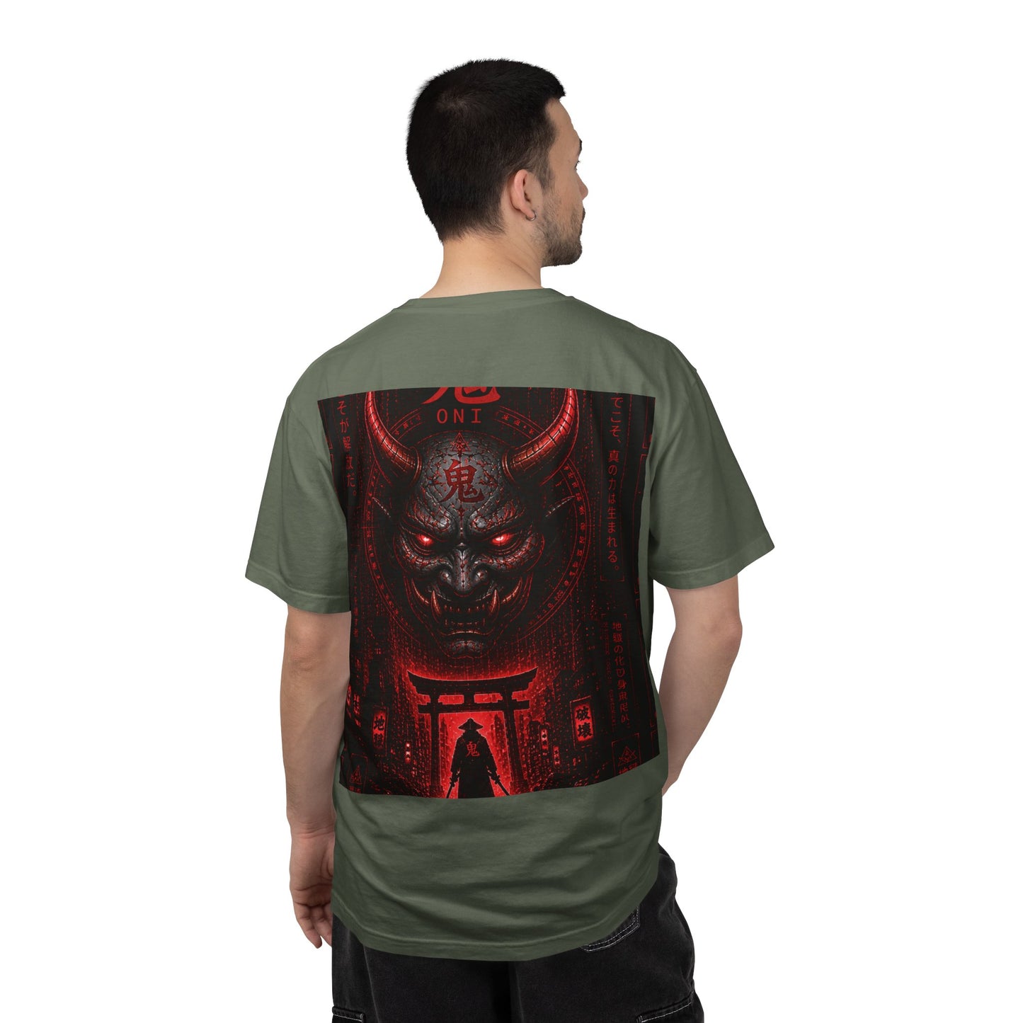 Demon Gate Graphic T-Shirt — Red Oni Samurai Back Print
