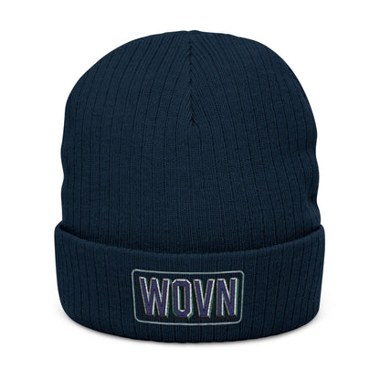 WOVN Embroidered Ribbed Knit Beanie – Cozy Black Cuffed Winter Hat