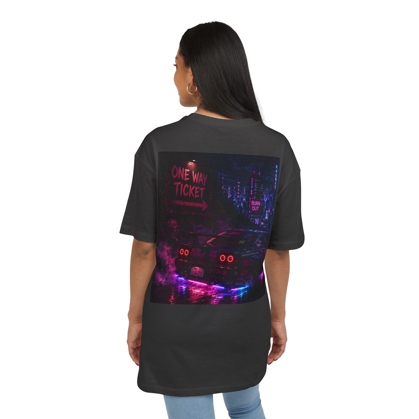 WOVN Neon City Tee — 'One Way Ticket' Oversized Graphic T-Shirt