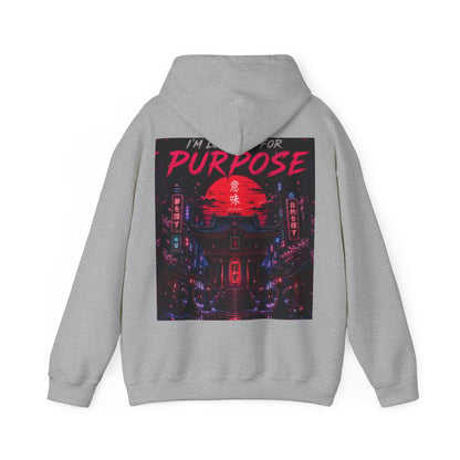 Purpose Neon City Hoodie — “I’m Here For Purpose” Streetwear Pullover