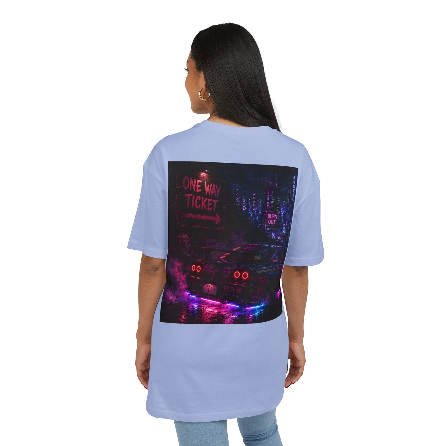 WOVN Neon City Tee — 'One Way Ticket' Oversized Graphic T-Shirt