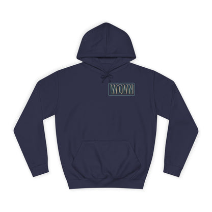 College Hoodie — "Where Is Your Peace?" Neon Skull Graphic