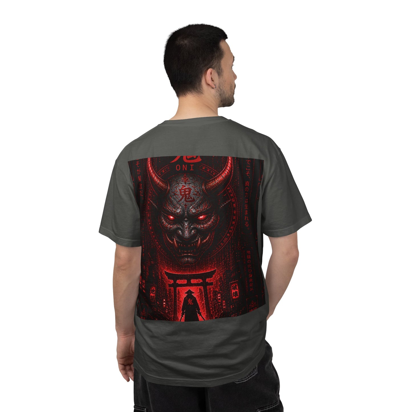 Demon Gate Graphic T-Shirt — Red Oni Samurai Back Print