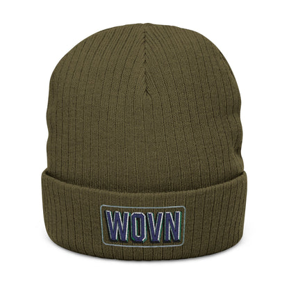 WOVN Embroidered Ribbed Knit Beanie – Cozy Black Cuffed Winter Hat