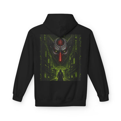Cyber Demon Hoodie — WOVN Logo Tech Noir Graphic Pullover