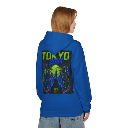 Tokyo 2084 Cyber City Hoodie — Neon Retro Futuristic Graphic