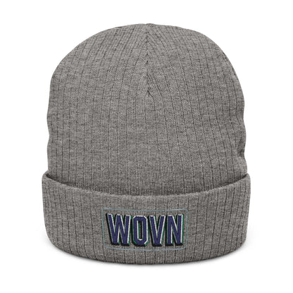 WOVN Embroidered Ribbed Knit Beanie – Cozy Black Cuffed Winter Hat