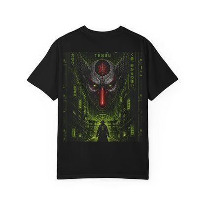 T-Shirt — 'WOVN' Tengu Cyberpunk Graphic Tee (Garment-Dyed)