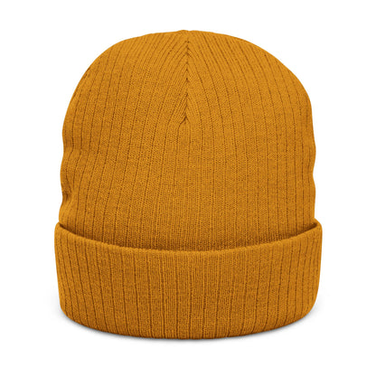WOVN Embroidered Ribbed Knit Beanie – Cozy Black Cuffed Winter Hat