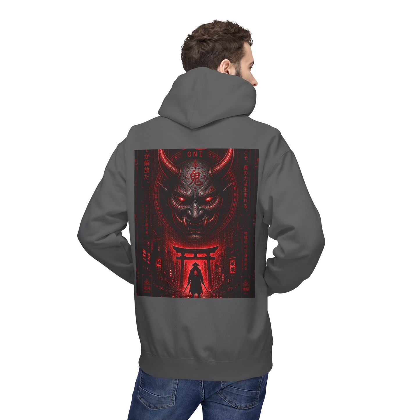 Hoodie — Red Oni Shrine Graphic Hoodie (WOVN Chest Logo)