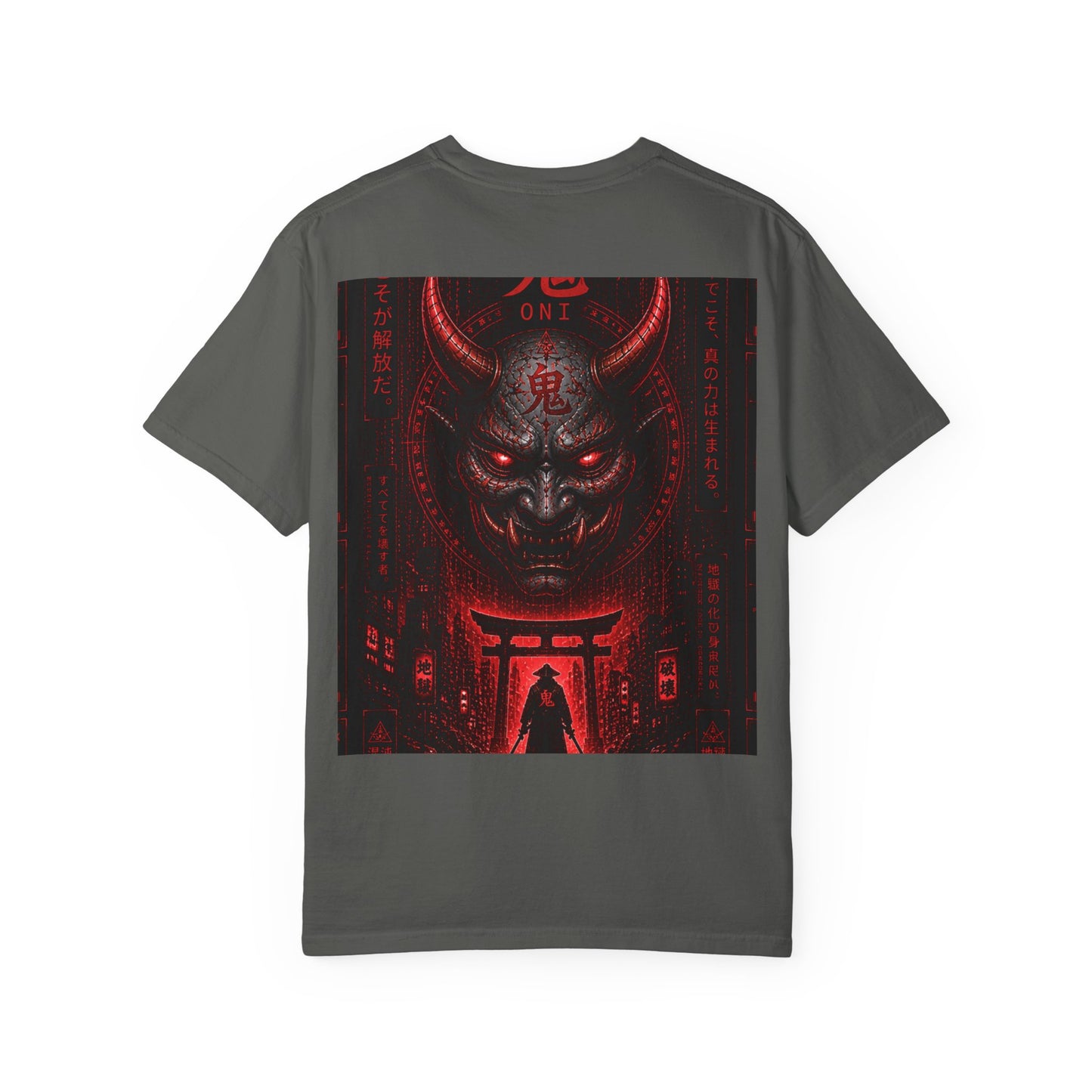 Demon Gate Graphic T-Shirt — Red Oni Samurai Back Print