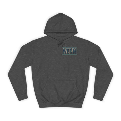 College Hoodie — "Where Is Your Peace?" Neon Skull Graphic