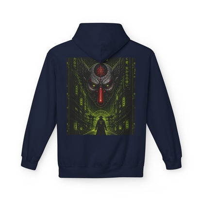Cyber Demon Hoodie — WOVN Logo Tech Noir Graphic Pullover
