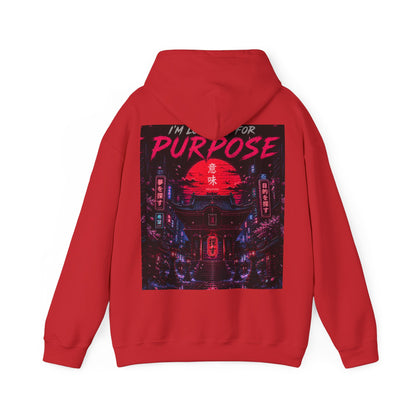 Purpose Neon City Hoodie — “I’m Here For Purpose” Streetwear Pullover