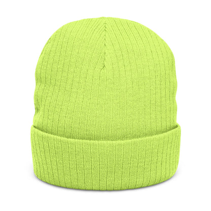 WOVN Embroidered Ribbed Knit Beanie – Cozy Black Cuffed Winter Hat