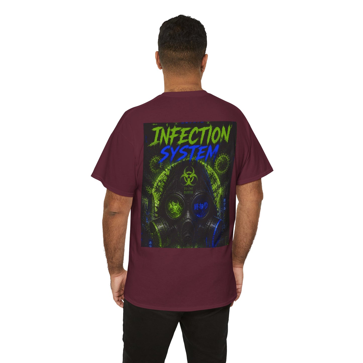 Infection System Graphic Tee — Gas Mask Biohazard Streetwear
