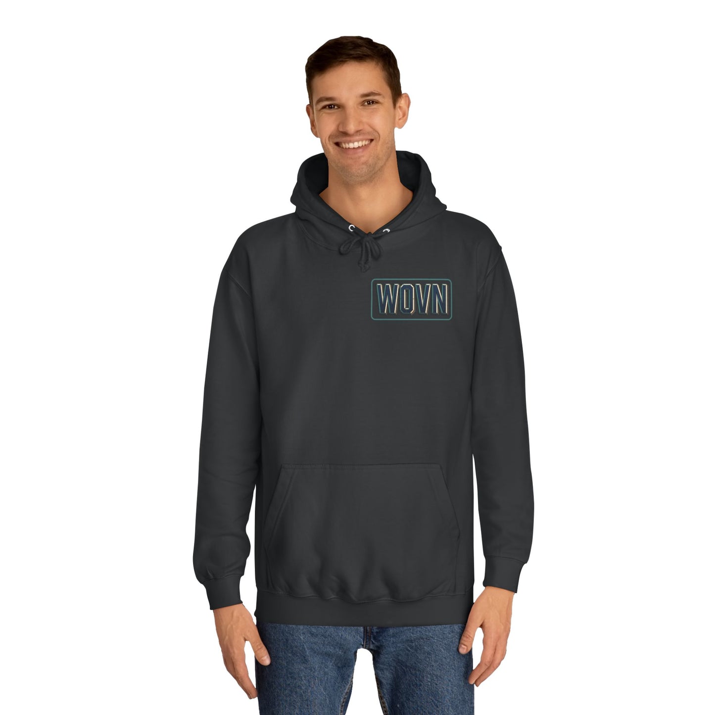 College Hoodie — "Where Is Your Peace?" Neon Skull Graphic
