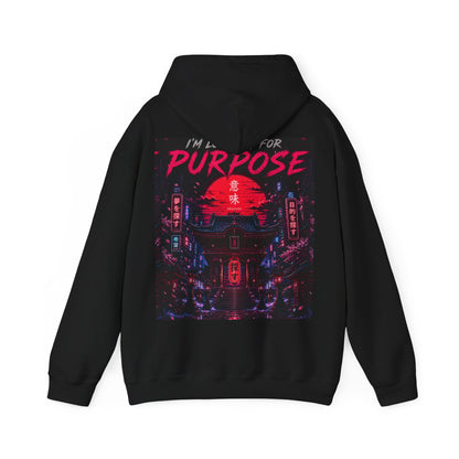 Purpose Neon City Hoodie — “I’m Here For Purpose” Streetwear Pullover
