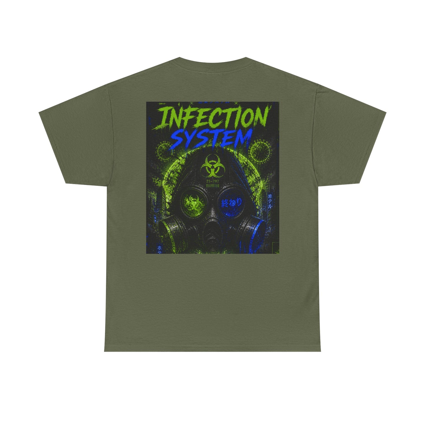Infection System Graphic Tee — Gas Mask Biohazard Streetwear