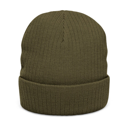 WOVN Embroidered Ribbed Knit Beanie – Cozy Black Cuffed Winter Hat
