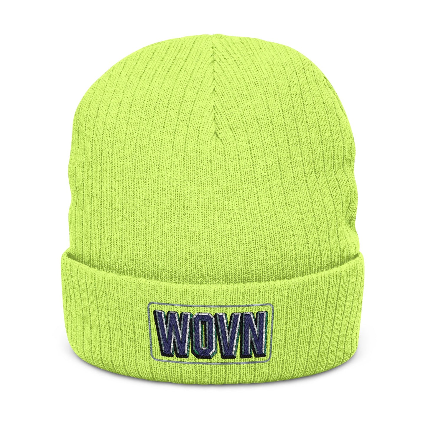 WOVN Embroidered Ribbed Knit Beanie – Cozy Black Cuffed Winter Hat