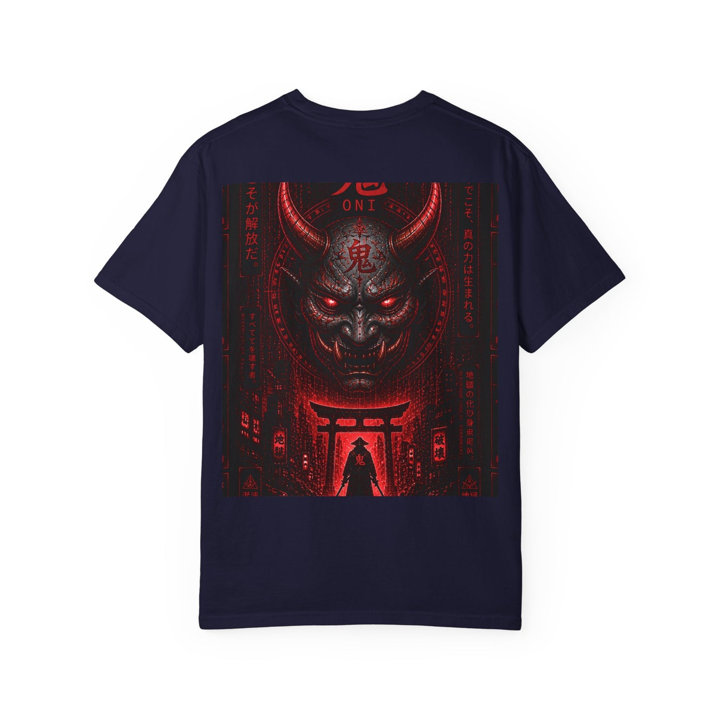 Demon Gate Graphic T-Shirt — Red Oni Samurai Back Print