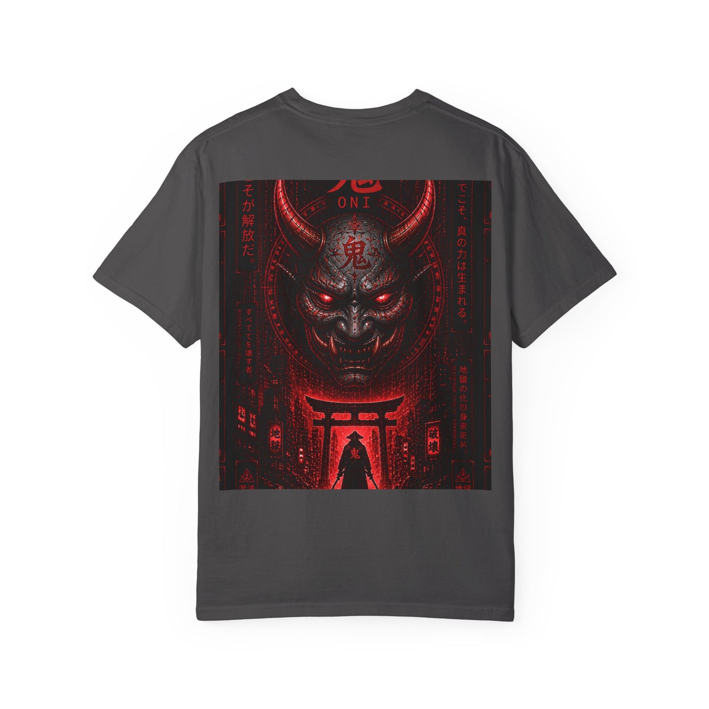 Demon Gate Graphic T-Shirt — Red Oni Samurai Back Print